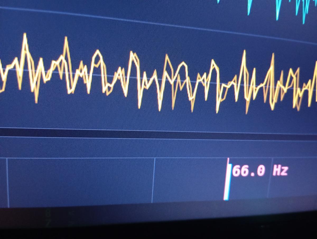 Espectro do painel com o pico marcado em 66.0 Hz